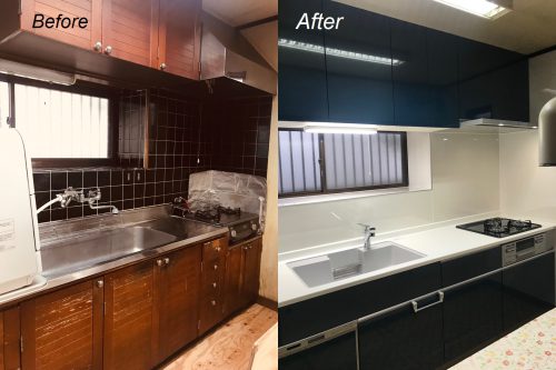 キッチンのリフォーム例。Before&After。確かな技術に信頼は高い